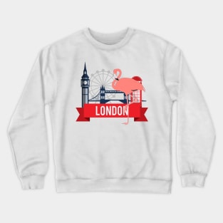 Flamingo in London England Travel Icons Crewneck Sweatshirt